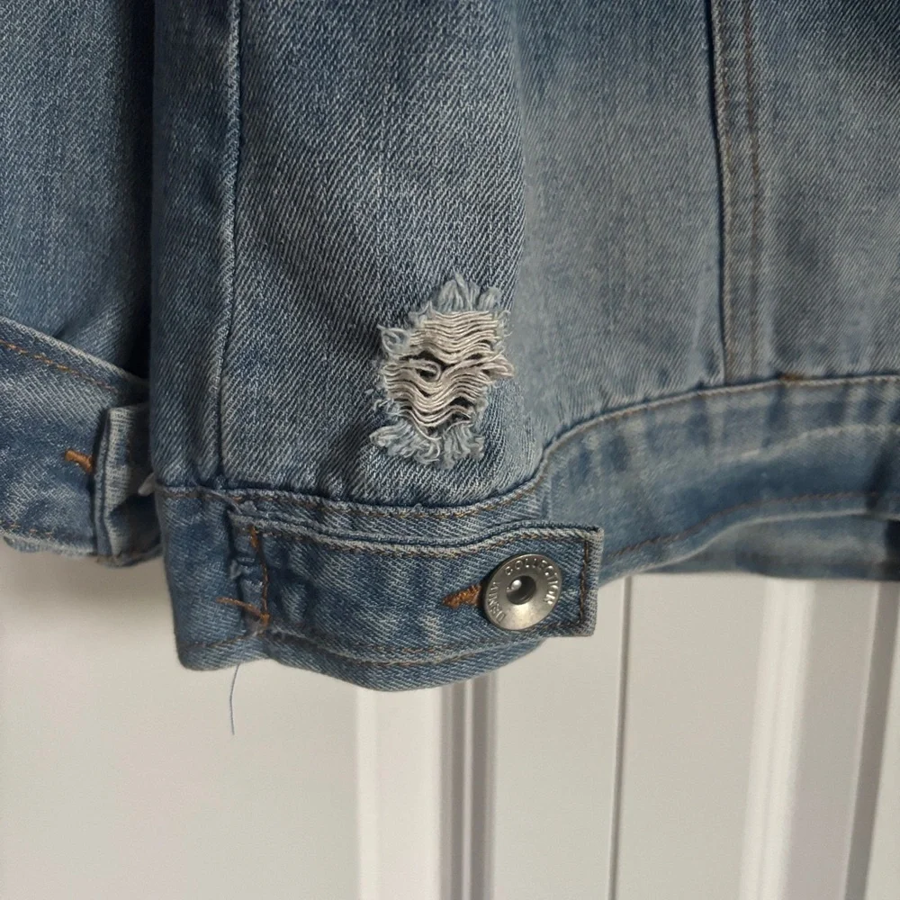 Cavalini Light Blue Distressed Denim Jacket - Picture 7 of 7